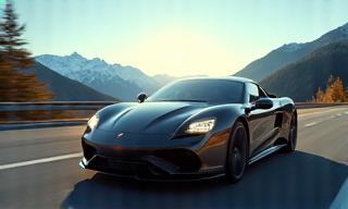 Car on Swiss alpine motorway with digital vignette displayed
